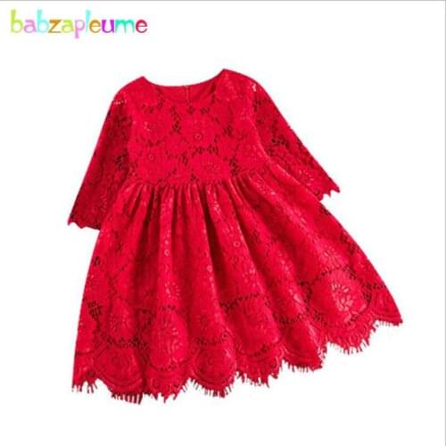 Kids Dresses For Little Girls 2018 Spring Autumn Long Sleeve Lace Baby Birthday Dress Elegant For Party Toddler Clothes BC1667