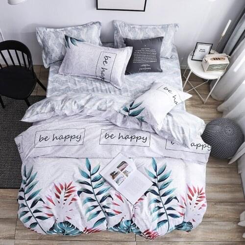 Modern Style Home Textiles Flower Leaf Printing Wedding Gifts Bedding Sets Flat Sheet Pillowcases and Duvet Cover Bedclothes