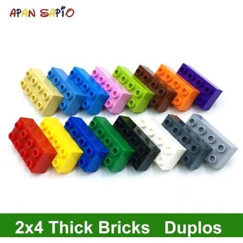 Big Size DIY Building Blocks Thick Figures Bricks 2x4Dot 8PCS Educational Creative Toys for Children Compatible With Brands