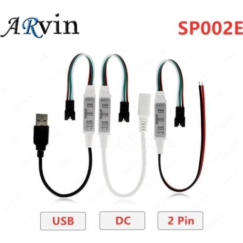WS2812B WS2811 Controller USB Mini 3 keys 4 keys for Pixel LED Strip Light SP002E WS2812 LED Light Strip Power Bank TV DC5V-24V