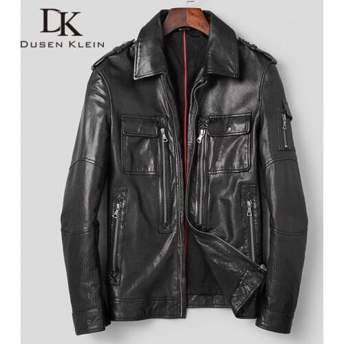 DK Vegetable Tannin Real Sheepskin Leather Jacket Quality Black Genuine Leather Clothing Slim Leather Sheepskin Coats