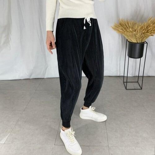 HOT SELLING fold Mens carrot pants trendy loose nine-point beam pants drape harem pants IN STOCK