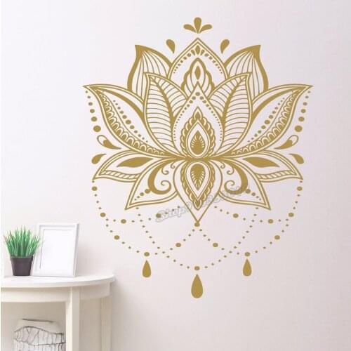 Lotus Mandala Wall Decal Lotus Flower Decals Unique Mandala Wall Sticker Yoga Wall Decor Boho Home Room Decoration Mural C912