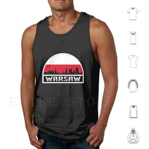 Warsaw Poland Skyline Silhouette Polish Flag Travel Souvenir Tank Tops Vest Sleeveless Warsaw City Polish Poland Polska