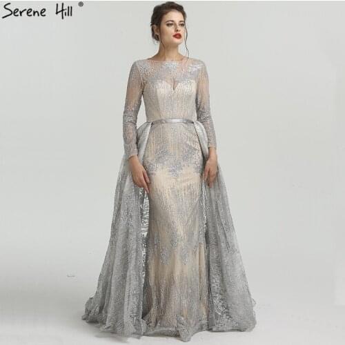 Muslim Long Sleeve Arabic Kaftan Dubai Gliter Mermaid Formal Evening Prom Party Gown Dress Abiye Evening Gowns Dresses BLA6503