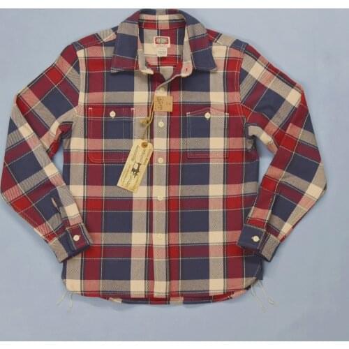 BOB DONG Ultra Heavy Plaid Shirts Mens Workwear Long Sleeved Checked Shirts