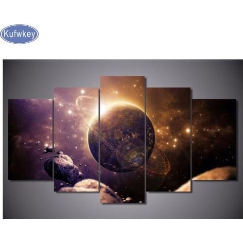 5 pcs Diamond Painting Planet Of The Universe Space Full Square round drill mosaic Diamond Embroidery Cross-Stitch,wall decor