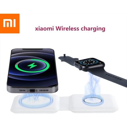 Xiaomi New 2 In1 Magnetic Safe Wireless Duo Charger For Apple IPhone 12 Mini 11 Pro Max Fast Charging Pad for Airpods Pro Watch