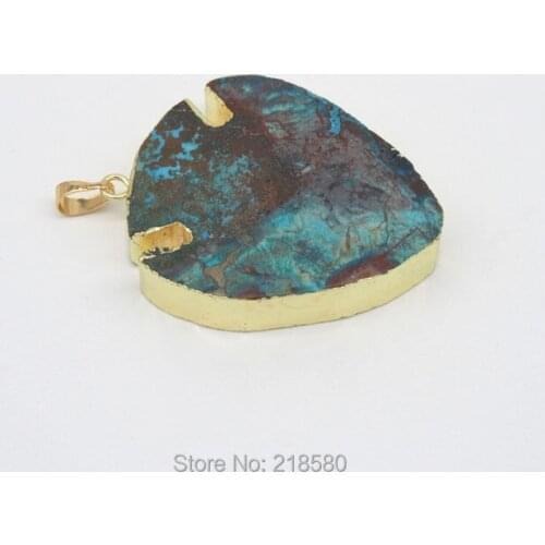 P15061816 Ocean Sediment Stone Stone Arrow Pendant Gold Color Electroplated Arrowhead Charm