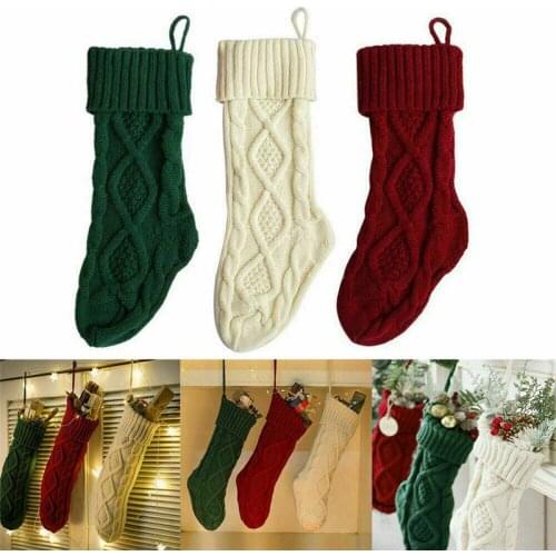 Santa Candy Gift Bags Xmas Tree Stocking Knit Sock Christmas Hanging Decor
