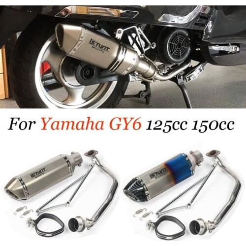 Full Systems Modified for Yamaha GY6 125 GY6 150 125cc 150CC Motorcycle Exhaust Muffler Escape Connect Link Tube Middle Mid Pipe