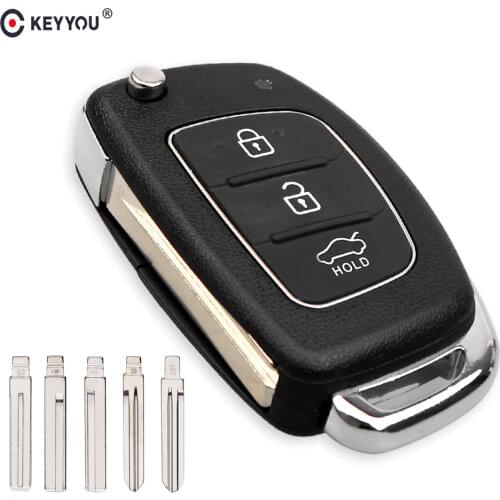 KEYYOU 3 Buttons Flip Folding Remote Auto Car Key Shell Blanks For Hyundai Solaris IX35 IX45 ELANTRA HB20 Verna Solaris