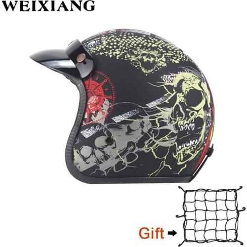 Motorcycle Bruning Skull Dragon Helmet 3/4 Half Open Face Unisex Adult Helmet For Mountain Bike Scooter Helmet Net Free Send