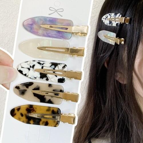 2Pcs/lot Same Style Girl Acetic Acid Traceless Hairpin Makeup Side Banger Clip Korean Clip Headdress Fashion Hair Accessories