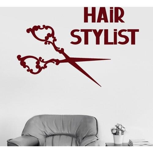 Hair Stylist Wall Decals Scissors Barber Shop Wall Sticker Beauty Stickers Art Mural Rmovable Wallpaper For Shop Window H104