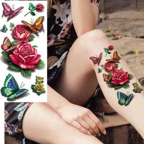 Waterproof Temporary Tattoo Sticker I Love You Flash Tattoos Lip Print Butterfly Flowers Body Art Arm Fake Sleeve Tatoo Women