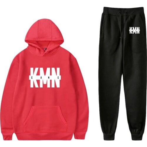 WAWNI KMN Gang Hoodies Sweatshirts Two Piece Suit Cotton Popular Hip Hop Pullover Pants Casual Wtreetwear Suit 2021 New Sets