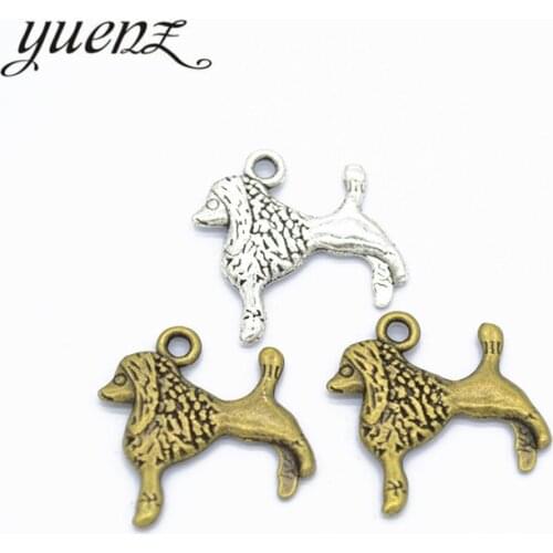 YuenZ 20pcs Antique Silver Plated Bronze Dog Charms Pendants for Jewelry Making DIY Handmade 18*17mm D9238