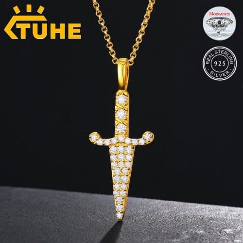 2021 Fashion Moissanite Top Quality 100% 925 Sterling Silver Rapier Pendant Necklace For Women Men’s Hip Hop Jewelry