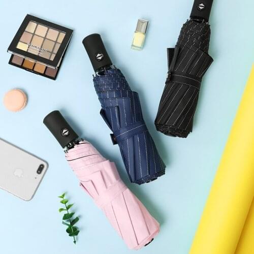 3 Fold Full Automatic Umbrella Rain Folding Business Umbrella Luxury Big Windproof Umbrellas for Men Rain Black Coating 10K B50