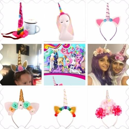1PC unicornio party Unicorn Horn Headband Unicorn Glitter Metallic Unicorn Headband For Girls And Kids Party Hair Accessories