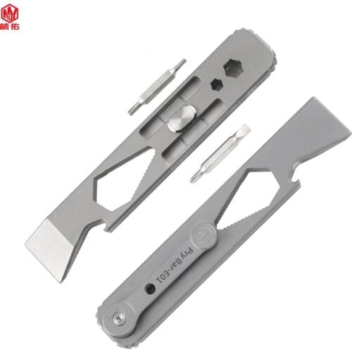 1PC Outdoor Multifunction EDC Tool Multitool Titanium Alloy Crowbar Opener Screwdriver Wrench Opener Combination Tool