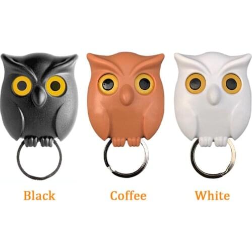 1 PCS Owl Night Wall Magnetic Key Holder Magnets Hold Keychain Key Hanger Hook Hanging Key Will Open Eyes Black White Brown