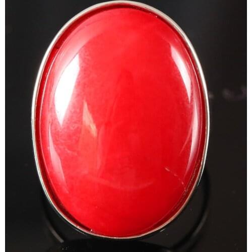 1Pcs Women Men Wedding Ring Jewelry Gift Natural Stone Oval Beads Red Jad Adjustable Finger Ring Z108