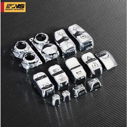 13 Pcs Chrome Hand Control Switch Housing Button Caps Kit Fit For Harley FLHT FLHX 2014-2017