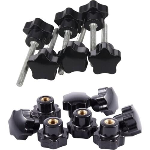 14 Pcs Female Thread Plastic Star Head Clamping Knob Jig, 8 Pcs M6x25mm & 6 Pcs M6x50 mm