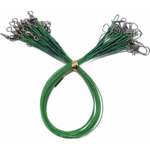 20PCS Anti Bite Steel Fishing Line 15-30cm Steel Wire Leader with Swivel Fishing Sea ship Accessory Fishing Wire Leadcore Leash