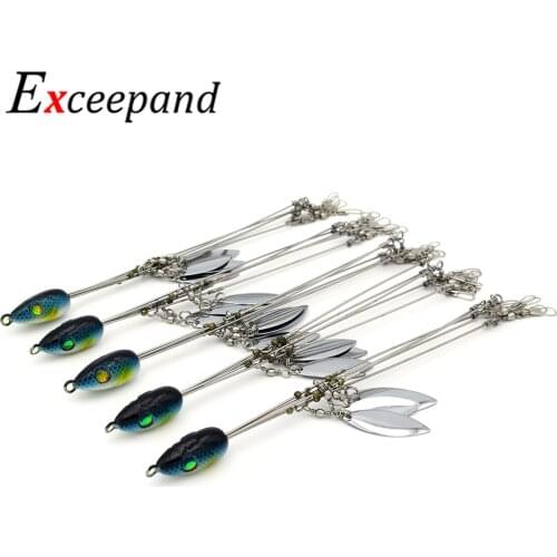 Exceepand 5 PCs/lot Steel Umbrella Alabama Fishing Lure Rig Strong Wire 5 Arms 4 Blades Head Bass Fishing Group Swimming Bait