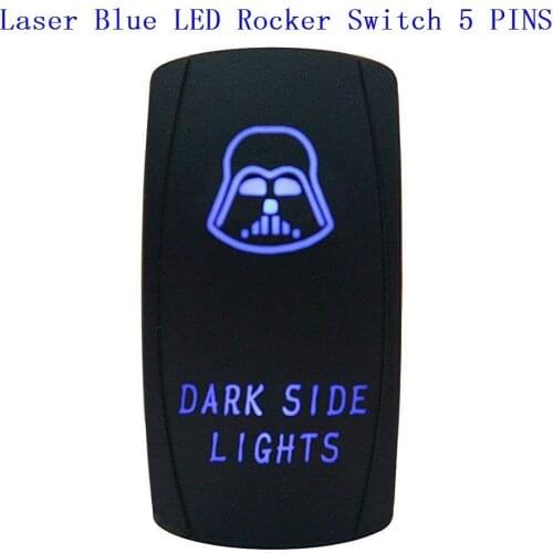 50PCS/LOT 12V 20A ON-OFF DARK SIDE LIGHTS Rocker Toggle Switch Laser Blue LED 5 PINS for Car Boat