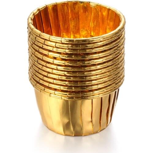 50Pcs Cupcake Wrappers Crimping Muffin Cases Cake Liner Gold Silver Coated Paper Cups Heat Resistant Baking Mold Party Supplies