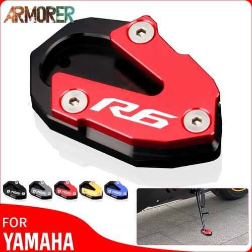 Motorcycle CNC Aluminum Side Stand Enlarge Kickstand Enlarge Plate Pad Accessories For YAMAHA YZF-R6 YZF R6 YZFR6 2013 - 2020