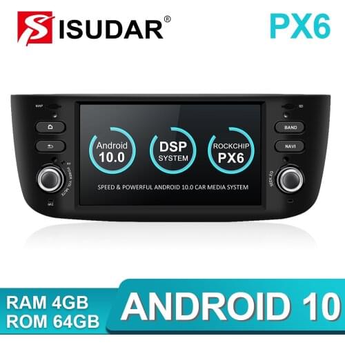 Isudar PX6 Car Multimedia Player 1 Din Android 10 For Fiat/Linea/Punto 2012-2015 GPS Automotivo Radio FM Hexa Core DSP USB DVR