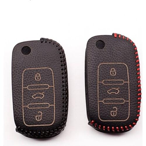 Classic design genuine leather car key case cover for Volkswagen Passat Golf Polo Bora Touran Seat Ibiza Leon for Skoda keys