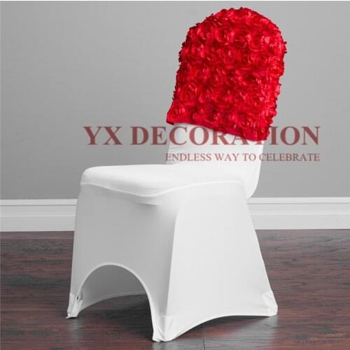 Colors Satin Rosette Chair Cap Hood Fit For Chair Cover Banquet Wedding Decoration