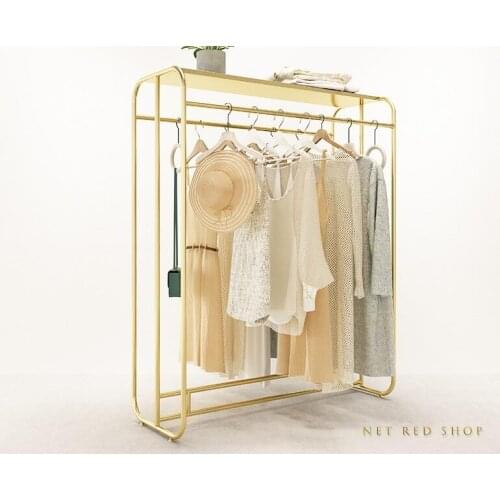 Clothing store double-row Zhongdao display rack light luxury womens clothing store middle display rack wrought iron side hanger