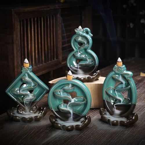 Smoke Waterfall Backflow Incense Burner for Aromatherapy Ornament Office Home Decor Gift Set Incense Stick Handicrafts
