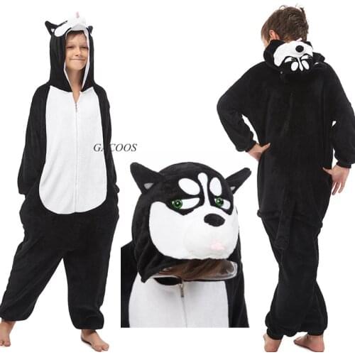 Boys Girls Kugurumi Flannel Sleepwear Winter Unicorn Pajamas Animal Dogs Stitch Pyjamas Kids Children Onesies Unicornio Pijamas