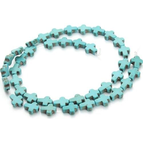 Blue Howlite Beads Cross Loose Turquoises Stone Beads For Jewelry Making DIY 8x10mm 12x16mm 15x20mm 18x25mm 20x30mm