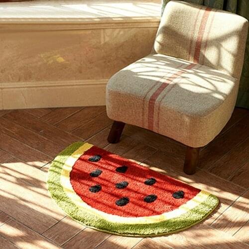 Fruits Watermelon Half Round Shaped carpet for kids education rug Microfiber Non-Slip mat Water-absorbing Kids Room Rug Carpet