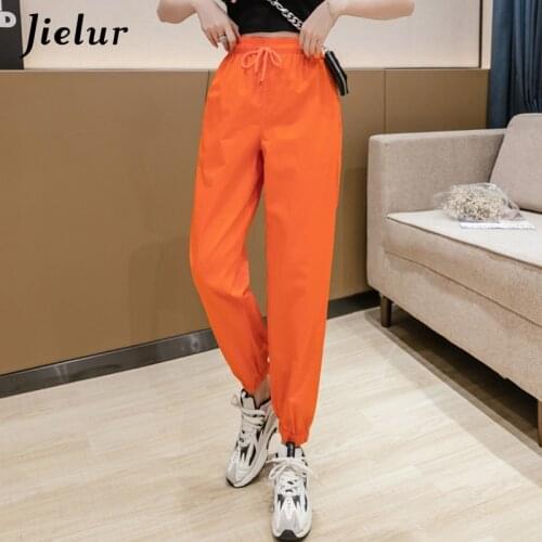 Jielur Harajuku Pants Candy Color Black Purple Pink Fashion Jogging Women Harem Pants Casual Street Trousers Pockets Femme S-XL