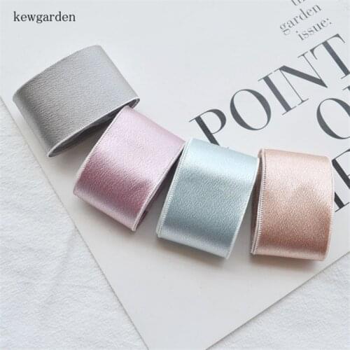 Kewgarden 38mm 1.5" Glitter Wrinkle Saitn Ribbon Handmade Tape DIY Brooch Hair Bowknot Accessories Webbing 5 Meters