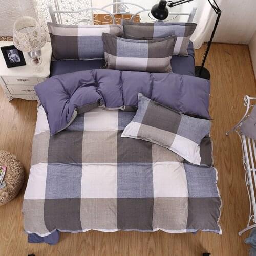 3/4pcs Fashion Simple Style Bedding Set Plaid Stripe Duvet Cover Bed Sheet Set Bed Linens Home Textile Twin Full Queen King Size