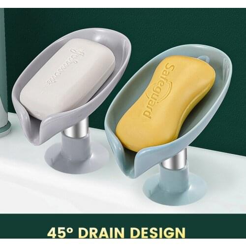 Leaf Shape Soap Box Portable Bathroom Supplies Tray Gadgets Drain Soap Holder Box Storage Tray Punch-free Plastic Drain Box