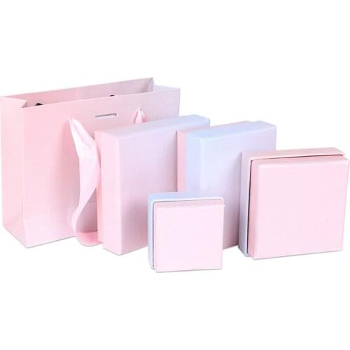 Pink Paper Jewelry Box Necklace Earring Ring Packaging Box Bracelet Box Classic Jewelry Storage Case Gift Bag Jewelry Accessory