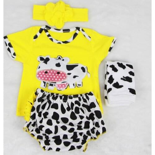 Hot Sale Cows Doll Clothes suit For 22-23 inch Reborn baby Dolls Pink and Yellow 4 pcs DIY Doll Accessories Christmas Gifts