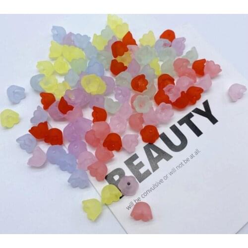 Summer Color Acrylic campanula Flower Loose Beads For Diy Handmade Earring/Necklace/Bracelet/Hairpin Jewelery Making 100P y1406